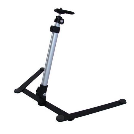 Lumiere L.A. L60226 Foldable Photo Camera Tabletop Stand Quick-Release Plate 11" to 18" Height 2-Section Legs Flip-Locks for Leg Height Adjustment Telescopic Pan Handle 12" Folded Length 1.25lb Hold Camera up to 3.3 lb