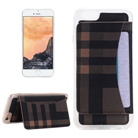 Akicom CASEE L60502 for iPhone 7 Flexible Card Slots Cross Pattern Scotland Style Leather Case with Holder & Card Slots & Wallet (Brown)